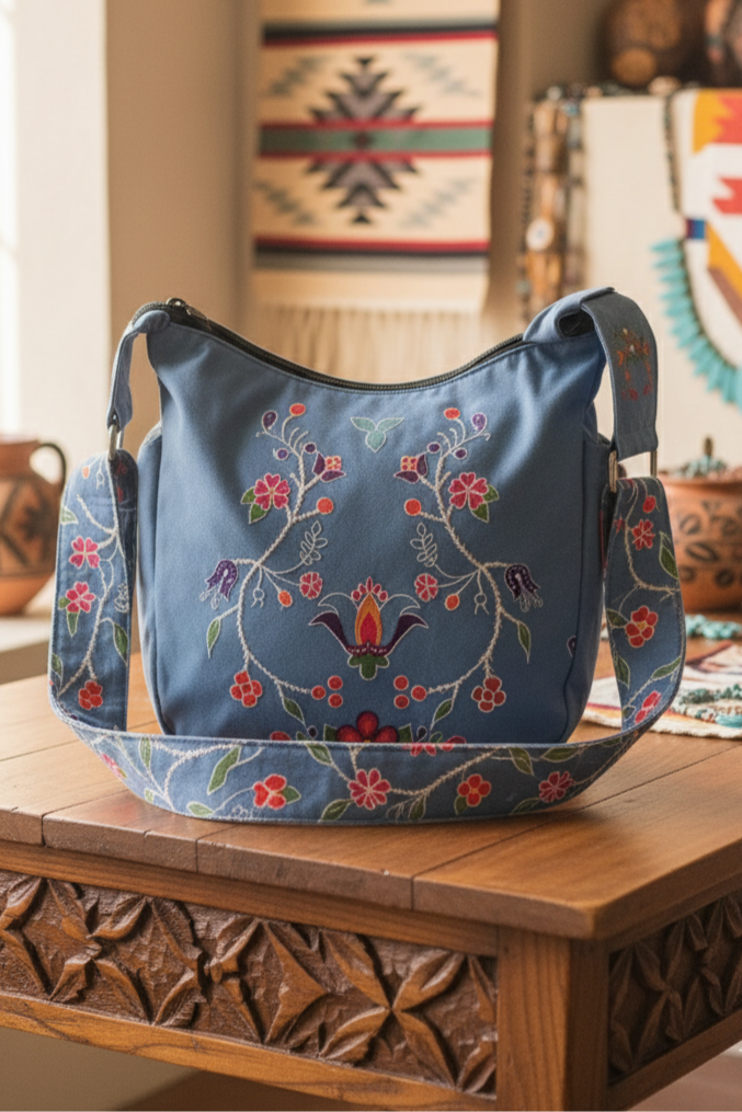 Blossomed Flower Crossbody Bag (Teal)