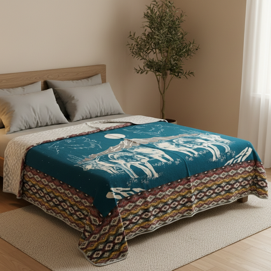 OLDTRIBES™ Whispering Wolf Moon Alpaca Blanket