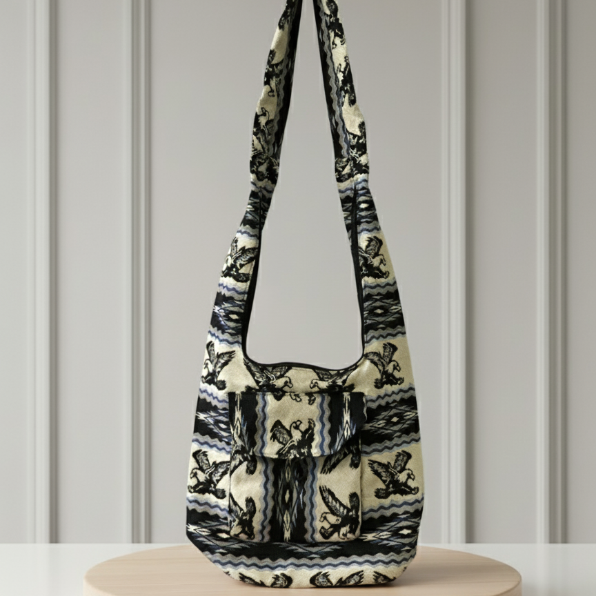 OLDTRIBES™ Beige and Black  Eagle Crossbody Bag