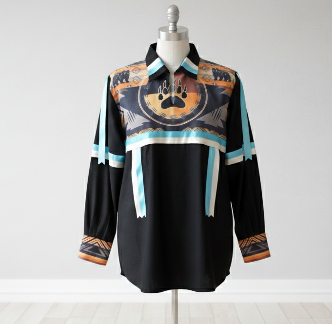 Turquoise and White Ribbon Shirt