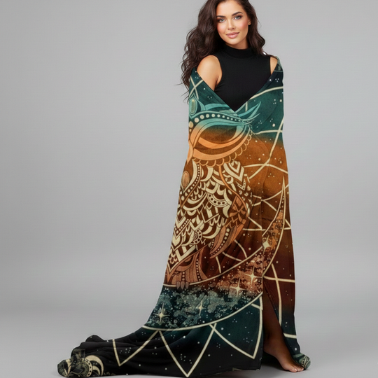 OLDTRIBES™ Owl  Reversible Alpaca Blanket