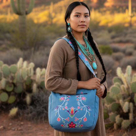 Blossomed Flower Crossbody Bag (Teal)