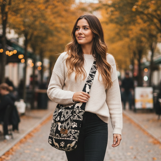 OLDTRIBES™ Black and White WOLF Crossbody Bag