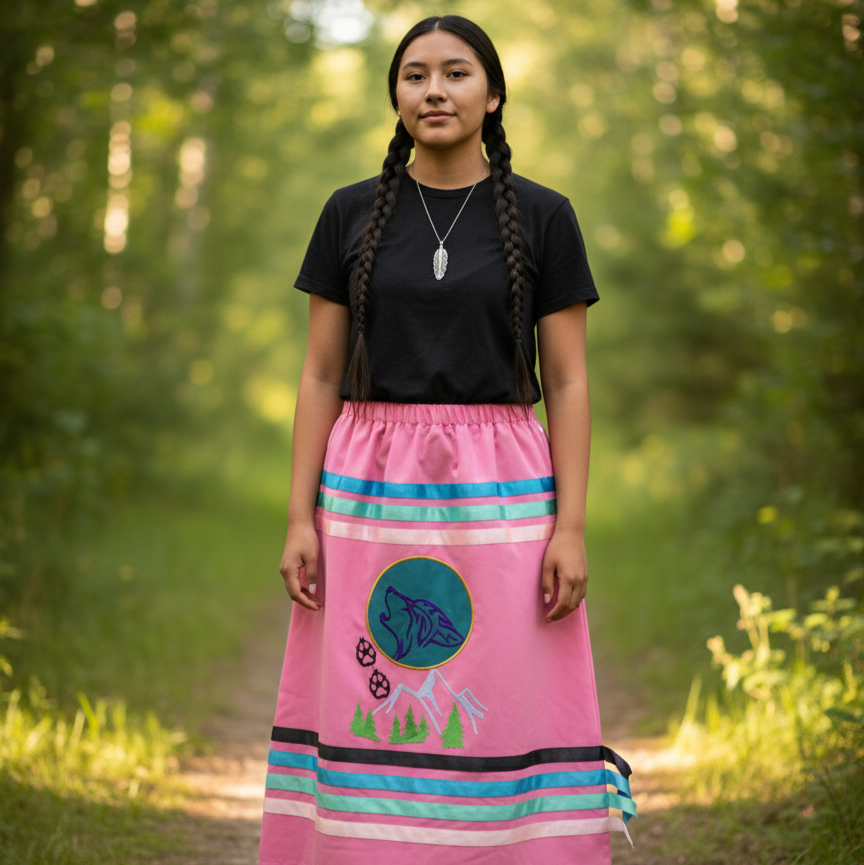 OLDTRIBES™Howling  wolf Ribbon Skirt