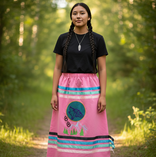 OLDTRIBES™Howling  wolf Ribbon Skirt