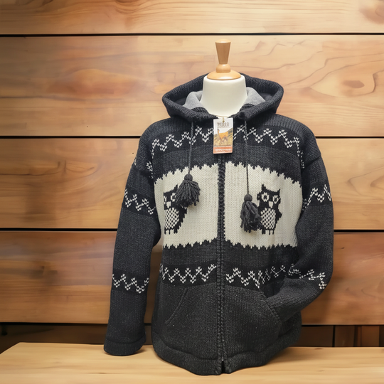 Veste en laine à motif hibou nocturne OLDTRIBES™
