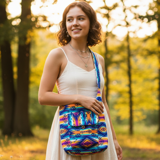 OLDTRIBES™ Pink and Turquoise  Rainbow Crossbody Bag