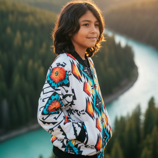 Crimson Snow Kids Bomber