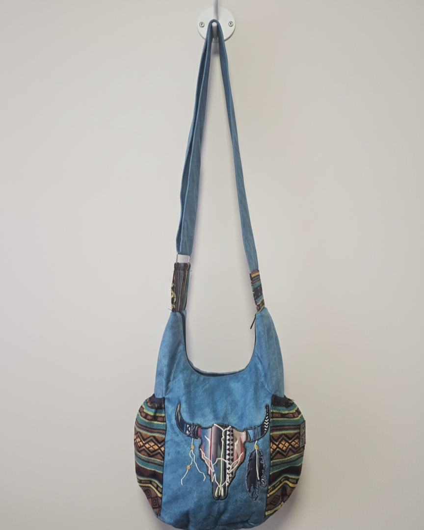 Buffalo  Skull Embroidered Crossbody Bag