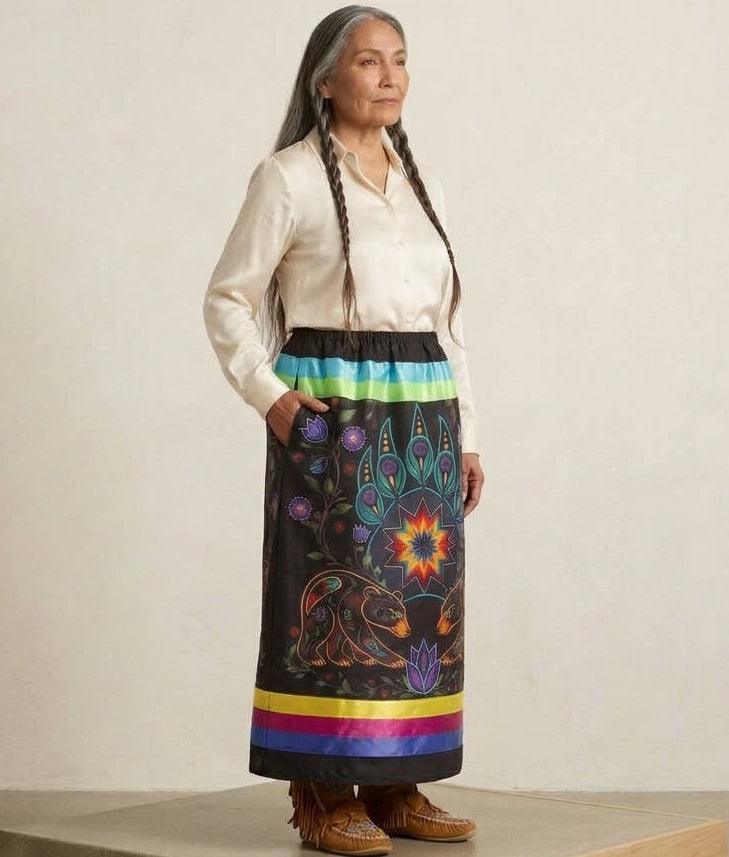 Sacred Bear Paw &amp; Floral Ribbon Skirt