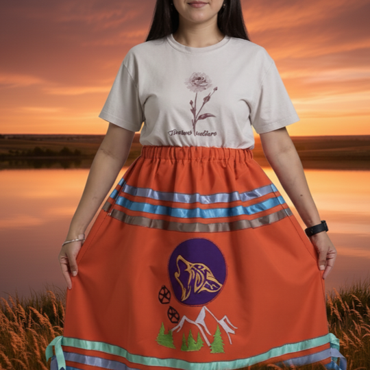 OLDTRIBES™Howling  wolf Ribbon Skirt