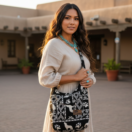 OLDTRIBES™ Black and White WOLF Crossbody Bag