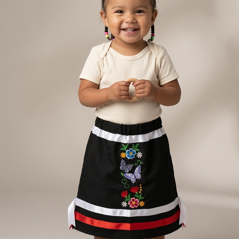 OLDTRIBES™ Infants Embroidered Flowers Ribbon Skirt