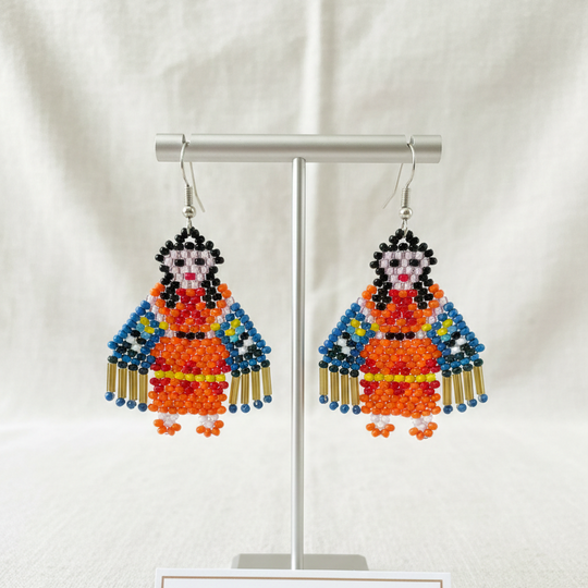 OldTribes™ American Kachina Doll Girl Woman Orange and Blue