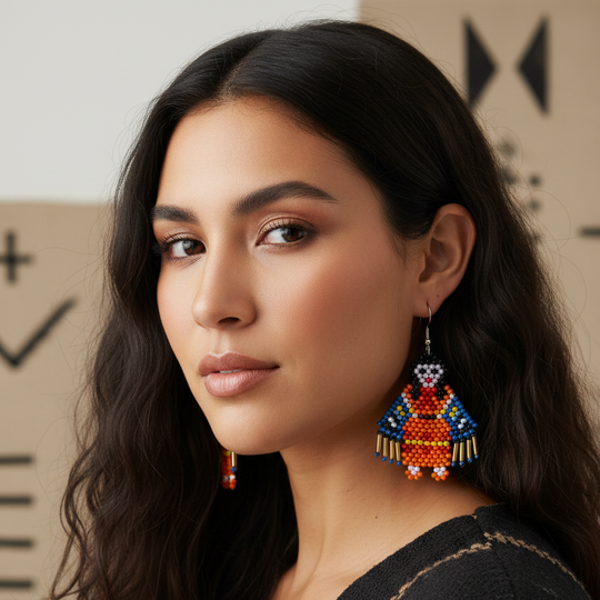 OldTribes™ American Kachina Doll Girl Woman Orange and Blue