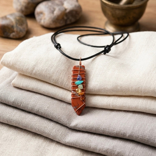 Natural Sword Chakra Unisex Maroon Pendant