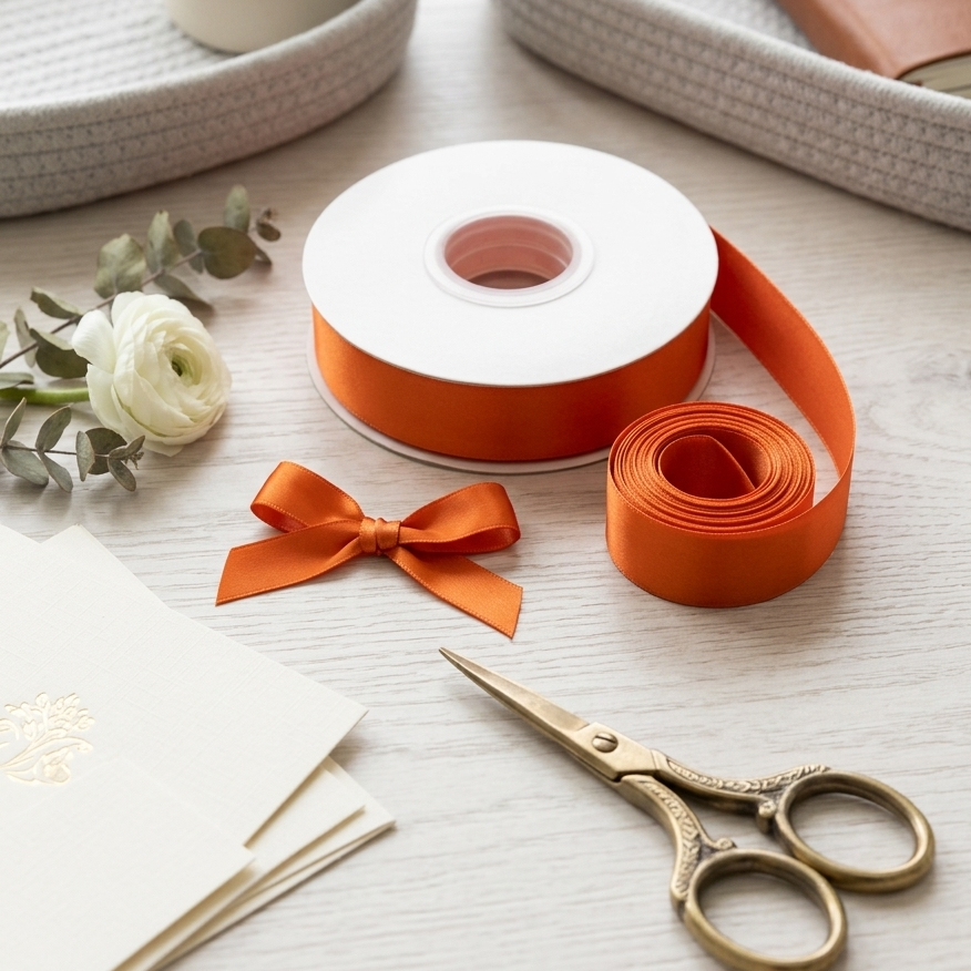 OLDTRIBES 30 Meter Double Face Orange #761 Ribbon Roll