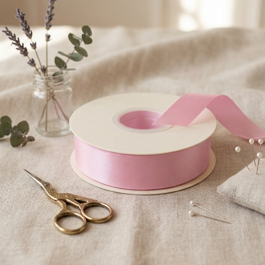 OLDTRIBES 30 Meter Double Face Light Pink #148 Ribbon Roll