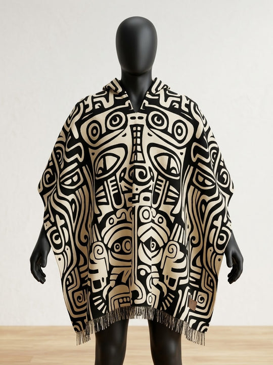 Tribal Totem HandMade Wool Poncho