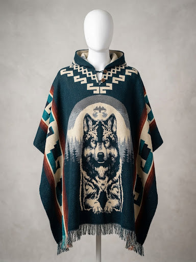 Moon Wolf  HandMade Wool Poncho