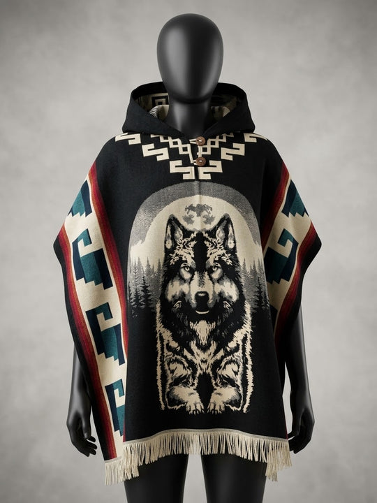Moon Wolf  HandMade Wool Poncho