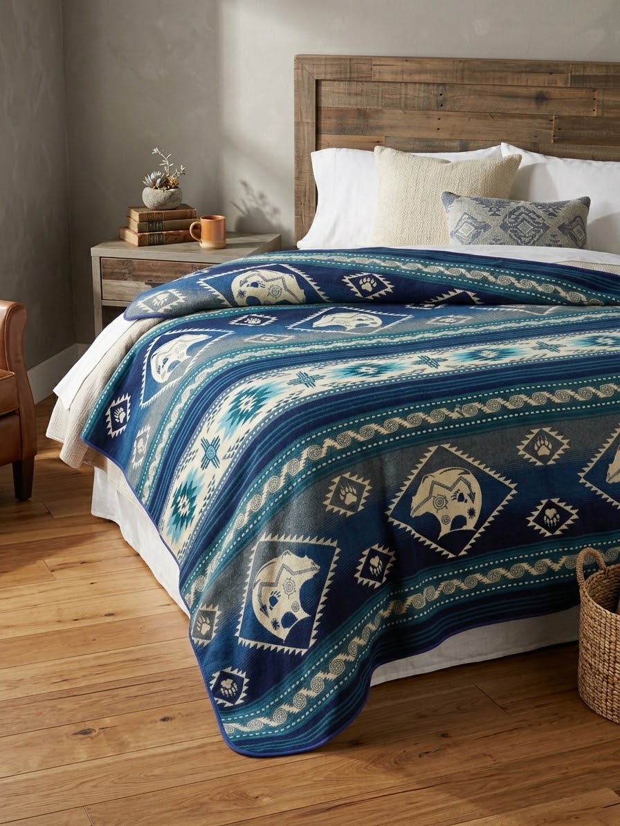 OLDTRIBES™ Bear Cubs Reversible Alpaca Blanket