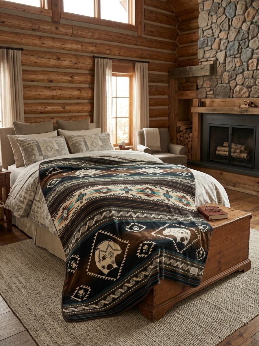 OLDTRIBES™ Bear Cubs Reversible Alpaca Blanket