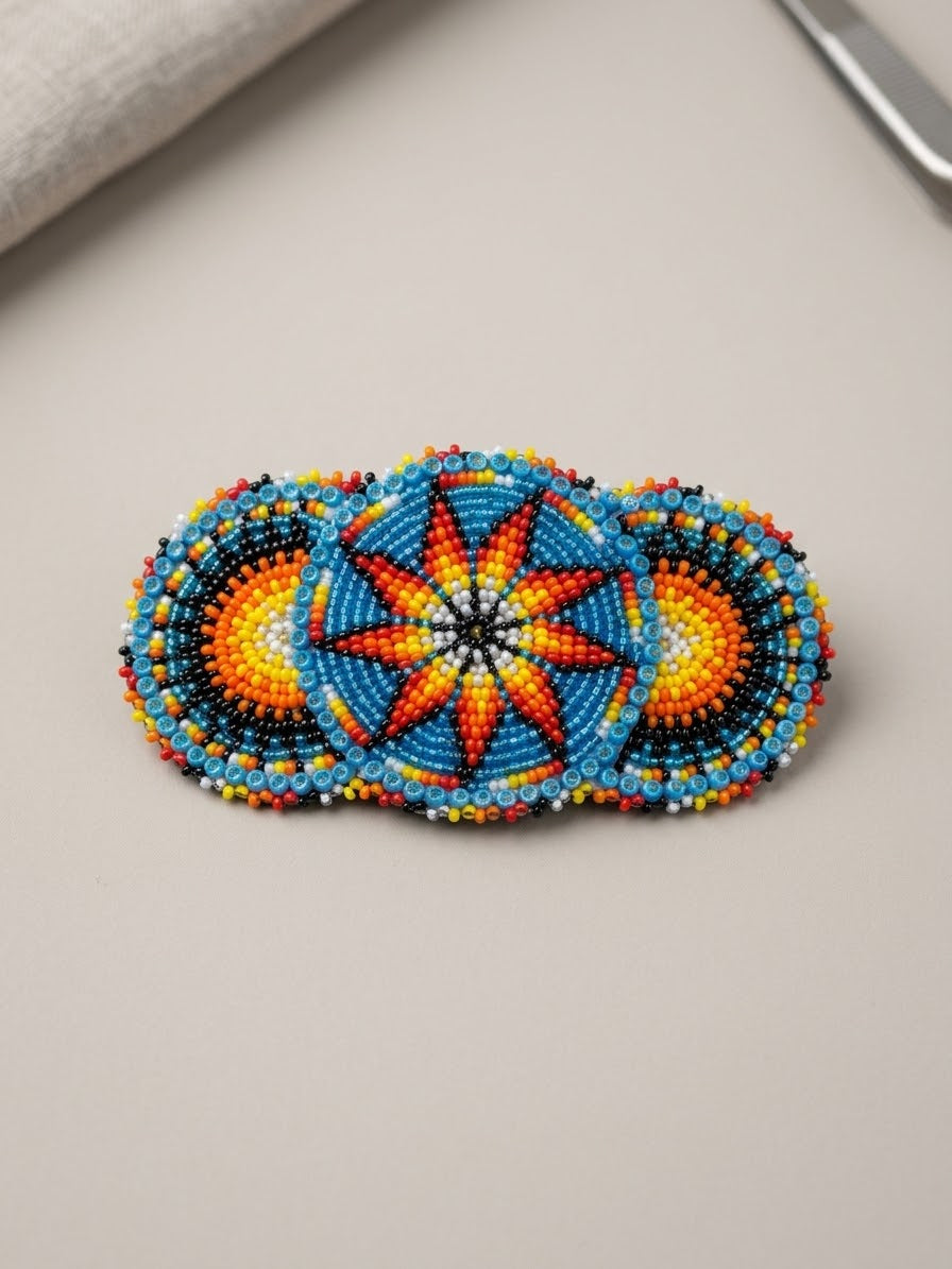 Blue sky Native American Beaded Barrettes