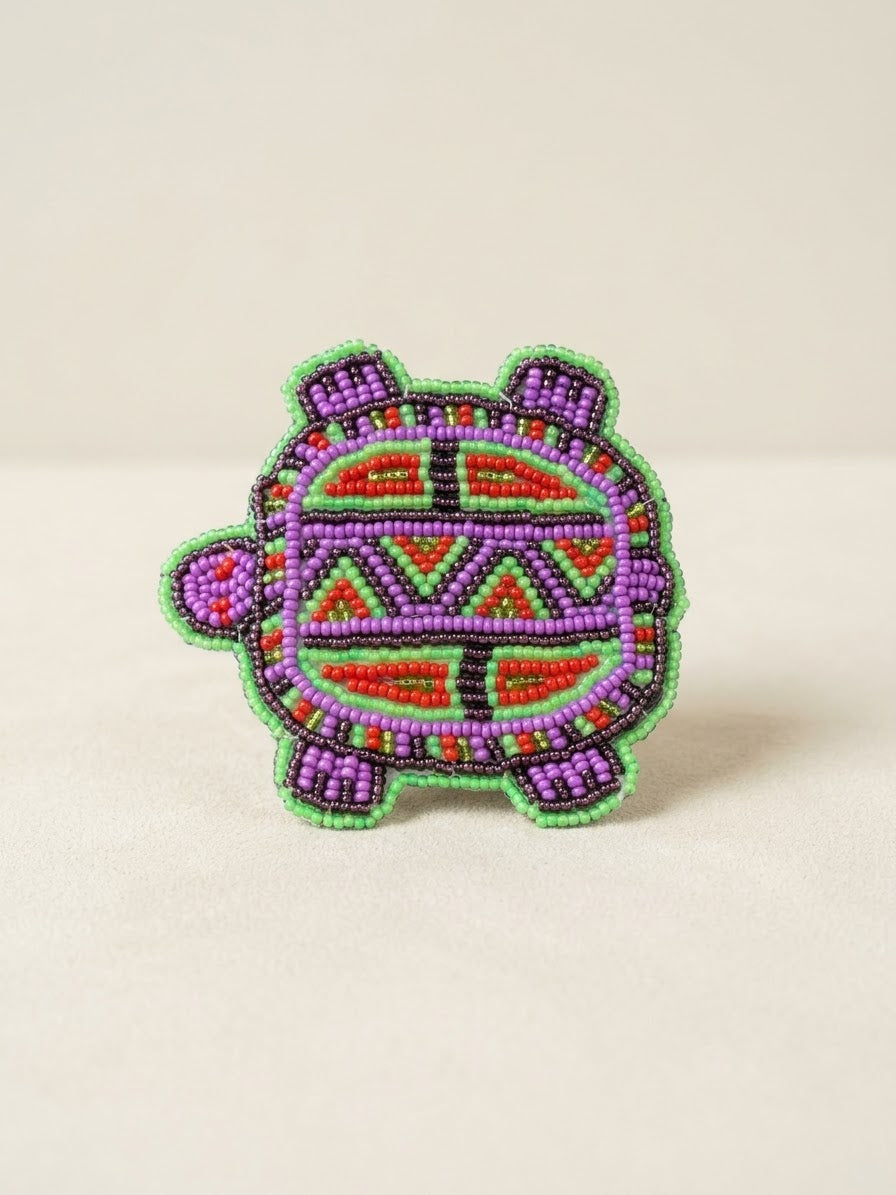 Barrette tortue perlée Accent vert