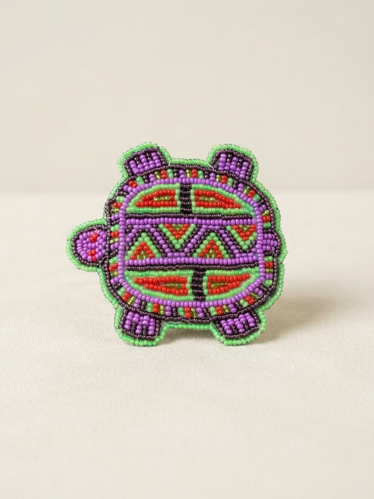 Barrette tortue perlée Accent vert