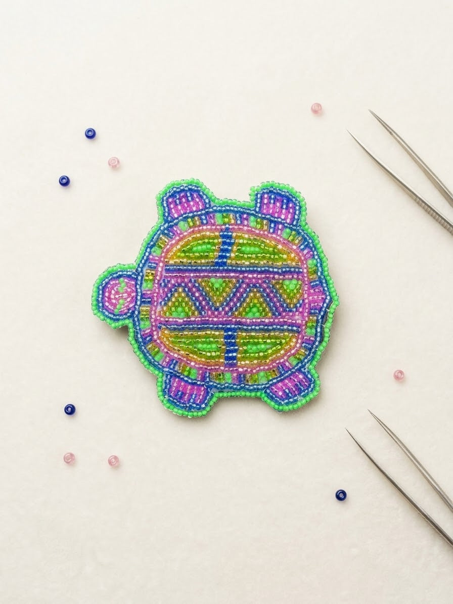 Barrette tortue perlée Accent vert