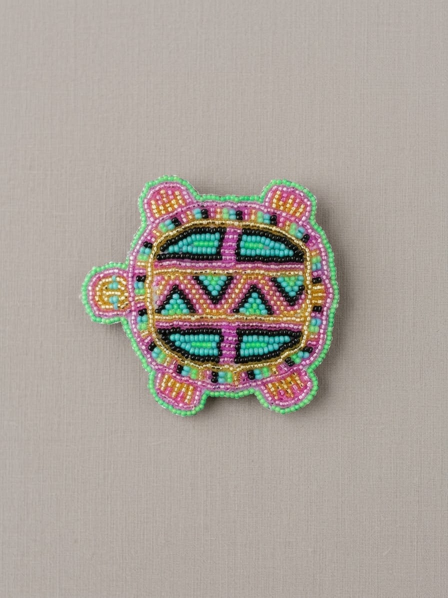 Barrette tortue perlée Accent vert