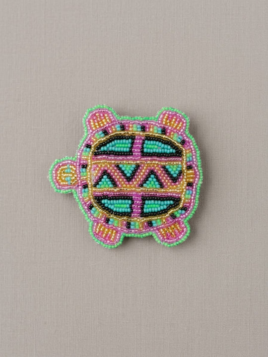 Barrette tortue perlée Accent vert