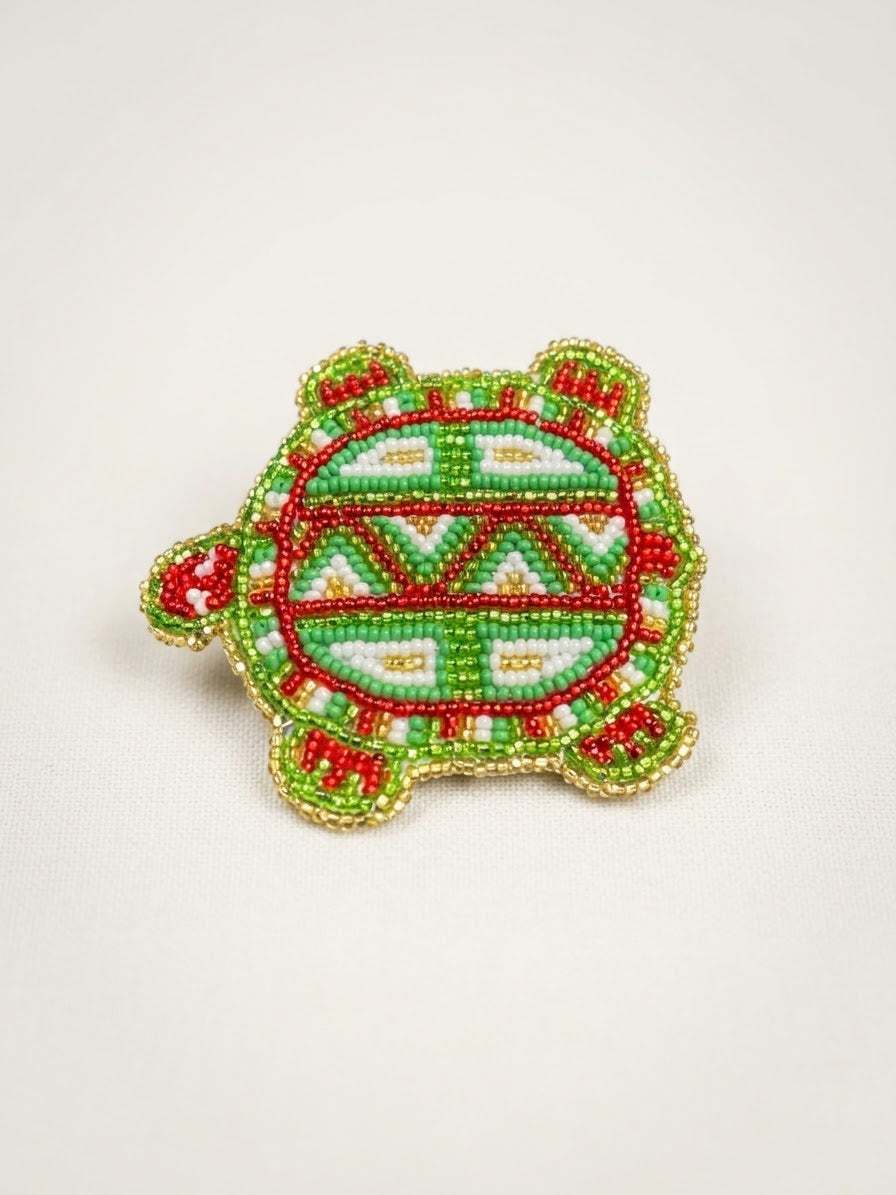 Barrette tortue perlée Accent vert