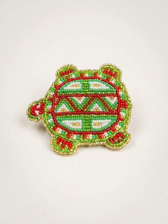 Barrette tortue perlée Accent vert