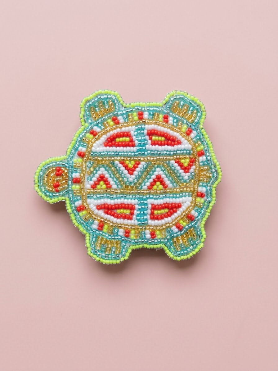 Barrette tortue perlée Accent vert