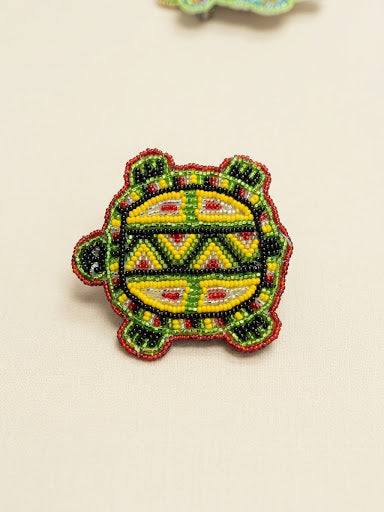 Barrette tortue perlée Accent vert