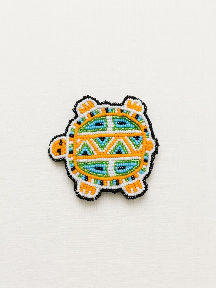Beaded turtle Barrette Yellow accent