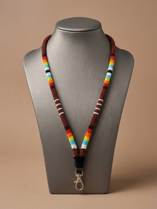 Round Beaded Lanyard(Brown)