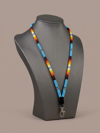 Round Beaded Lanyard light blue
