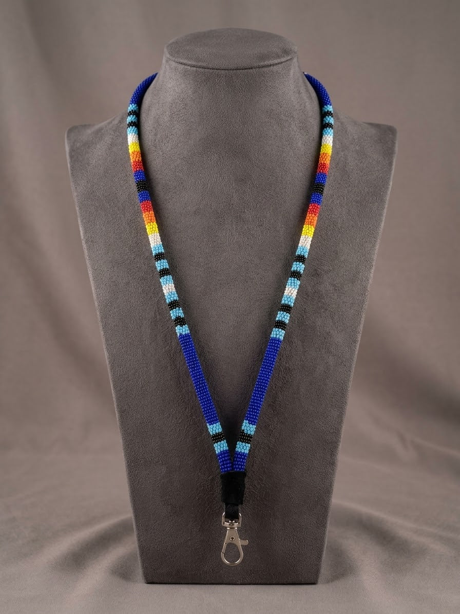 Round Beaded Lanyard dark blue