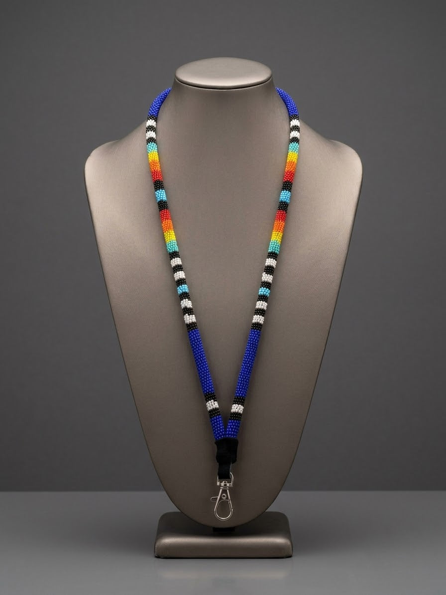 Round Beaded Lanyard dark blue