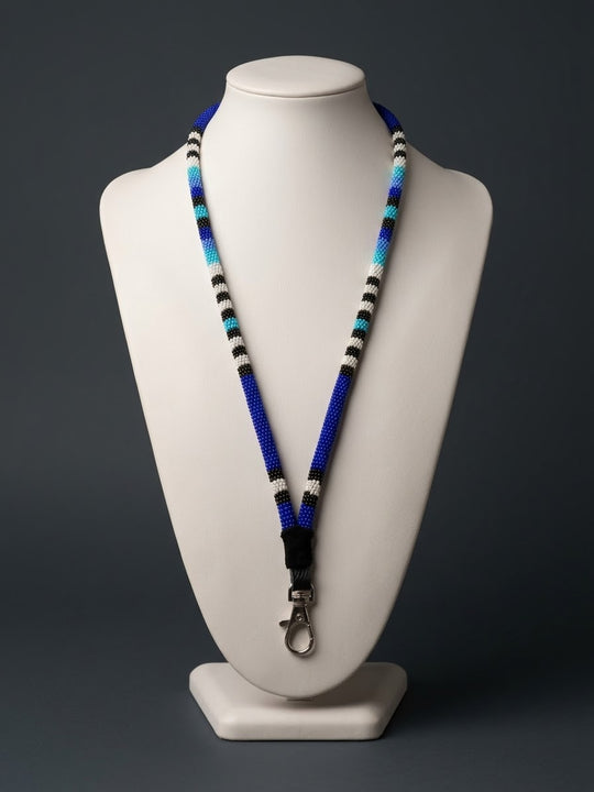 Round Beaded Lanyard dark blue