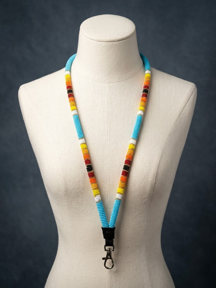 Round Beaded Lanyard light blue