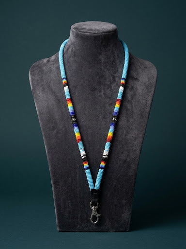 Round Beaded Lanyard light blue