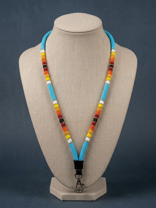 Round Beaded Lanyard light blue