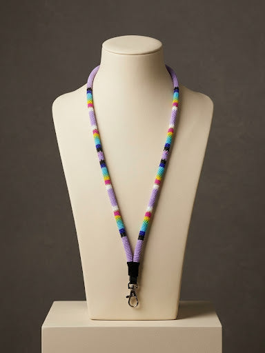 Round Beaded Lanyard( Purple)