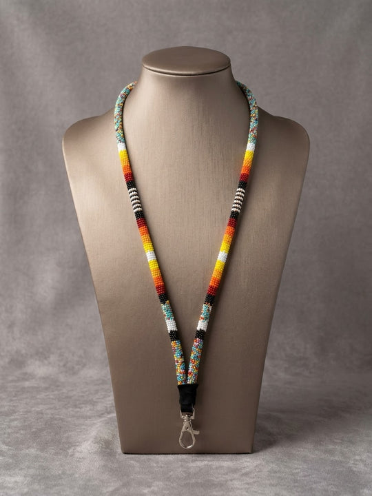 Round Beaded Lanyard(Red)