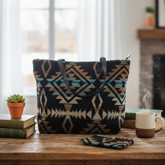 Sac fourre-tout noir et marron