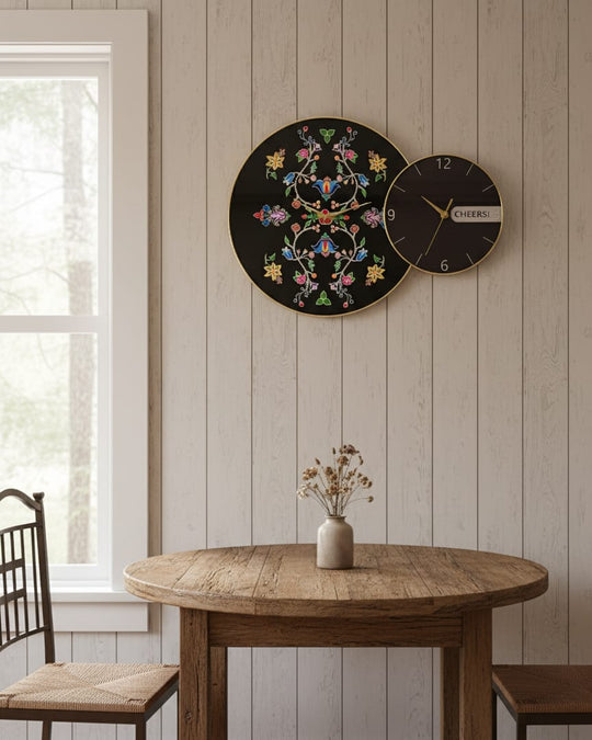 Blossomed Flower Black Native Wall Clock